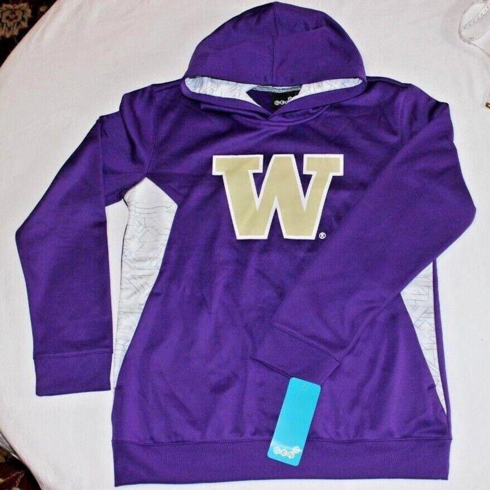 Vibrant Purple and Gray Hoodie with Cream Logo